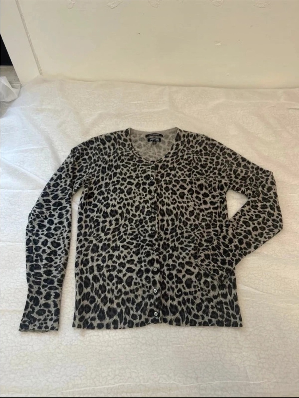 Apt. 9 Leopard-Print Button Cardigan - Gray & Black